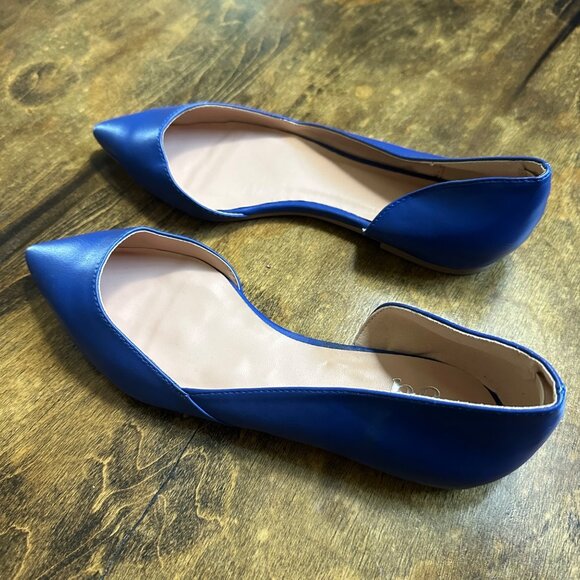Womens Blue Pointed-Toe DOrsay Flats With Faux Leather Upper 8 - Picture 5 of 11